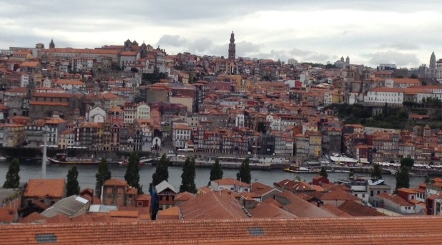 Porto from our hotel balcony. Notice the warehouses filled with port at bottom.